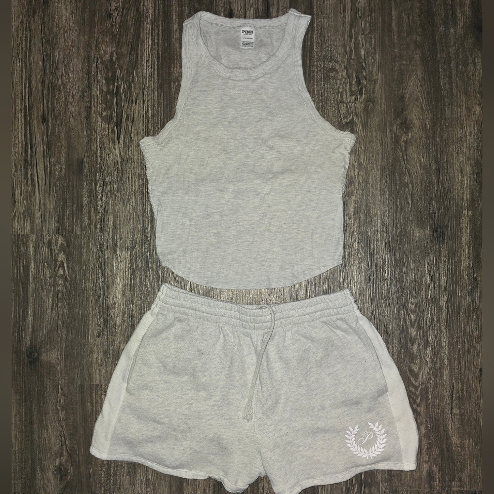Victoria Secret PINK Gray Tank Top and Shorts Set M/L